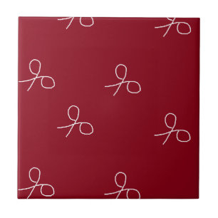 Azulejo De Cerâmica Tesoura desenhada à mão em vermelho maroon