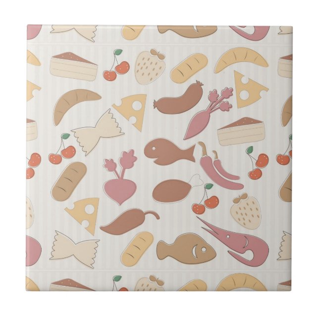 Azulejo De Cerâmica Teste padrão 2 da comida (Frente)