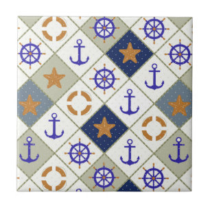 Azulejo De Cerâmica Teste padrão 2 do tema do mar