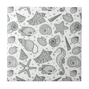Azulejo De Cerâmica Teste padrão 3 dos habitantes do oceano