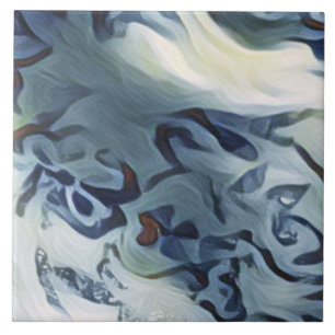 Azulejo De Cerâmica Teste padrão abstrato ondulado das cinzas azuis d