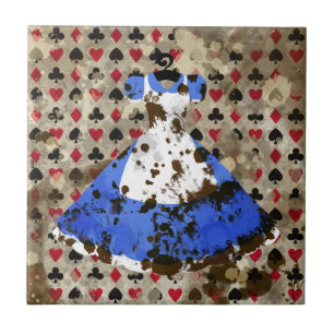 Azulejo De Cerâmica Teste padrão afligido de Alice do país das