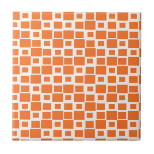 Azulejo De Cerâmica Teste padrão alaranjado retro dos quadrados