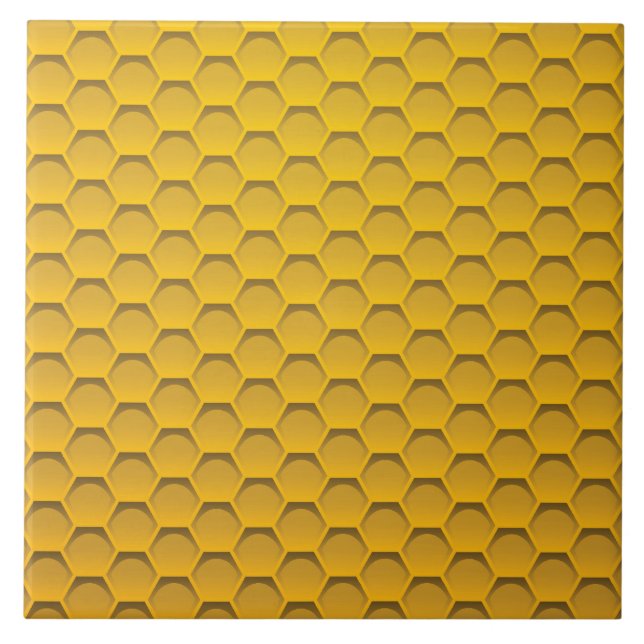 Azulejo De Cerâmica Teste padrão amarelo do favo de mel (Frente)