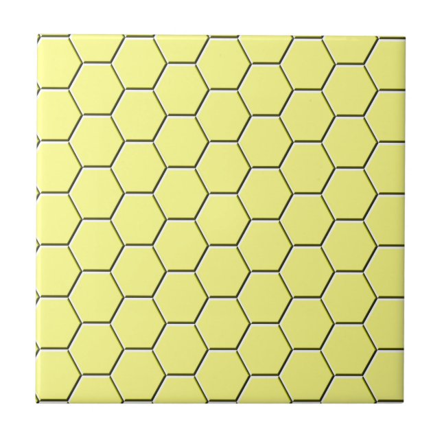 Azulejo De Cerâmica Teste padrão amarelo do favo de mel (Frente)