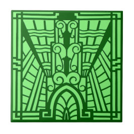 Azulejo De Cerâmica Teste padrão arquitectónico de Deco, verde de jade