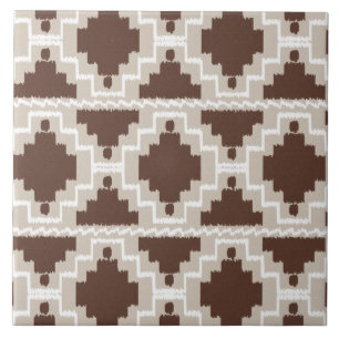 Azulejo De Cerâmica Teste padrão asteca de Ikat - castanho chocolate 