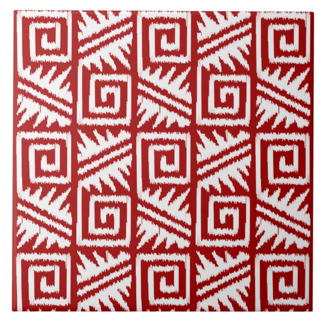 Azulejo De Cerâmica Teste padrão asteca de Ikat - obscuridade - (Frente)