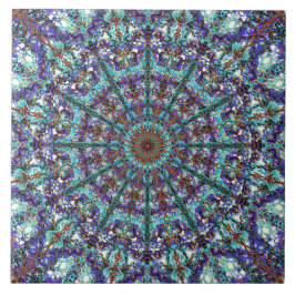 Azulejo De Cerâmica Teste padrão atado mandala de turquesa de Boho
