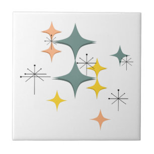 Azulejo De Cerâmica Teste padrão atômico moderno de Eames Starbursts