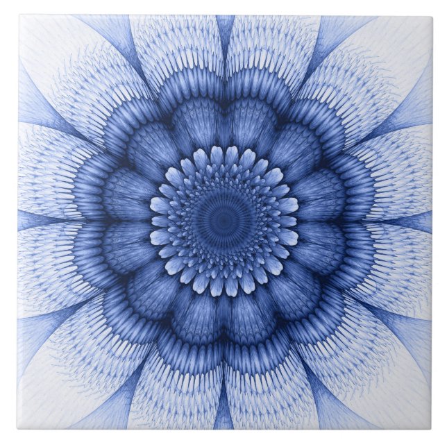 Azulejo De Cerâmica Teste padrão azul floral (Frente)