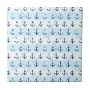 Azulejo De Cerâmica Teste padrão azul Pastel da âncora