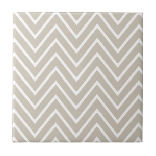 Azulejo De Cerâmica Teste padrão bege e branco 2 de Chevron