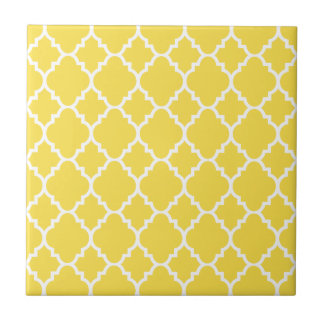 Azulejo De Cerâmica Teste padrão branco amarelo do marroquino de
