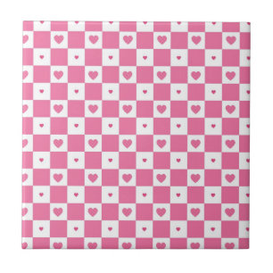 Azulejo De Cerâmica Teste padrão branco cor-de-rosa feminino do