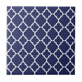 Azulejo De Cerâmica Teste padrão branco do marroquino de Quatrefoil