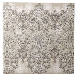 Azulejo De Cerâmica Teste padrão branco dourado atado elegante