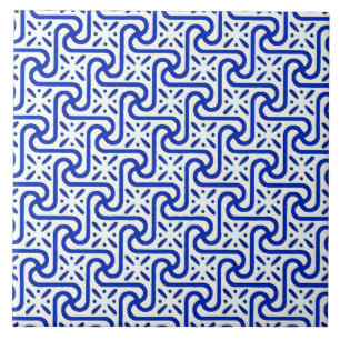 Azulejo De Cerâmica Teste padrão, branco e azuis cobaltos egípcios d