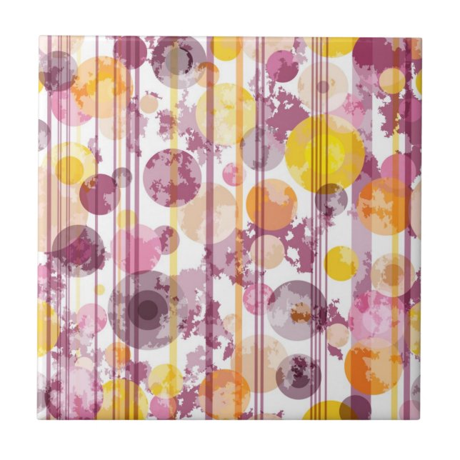 Azulejo De Cerâmica Teste padrão branco listrado manchado (Frente)