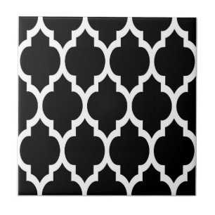 Azulejo De Cerâmica Teste padrão branco preto #4 de Quatrefoil do