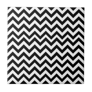 Azulejo De Cerâmica Teste padrão branco preto de Chevron