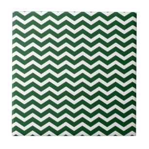 Azulejo De Cerâmica Teste padrão branco verde escuro de Chevron
