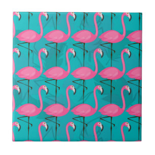Azulejo De Cerâmica Teste padrão brilhante do flamingo