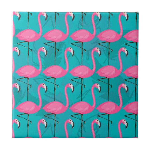 Azulejo De Cerâmica Teste padrão brilhante do flamingo (Frente)