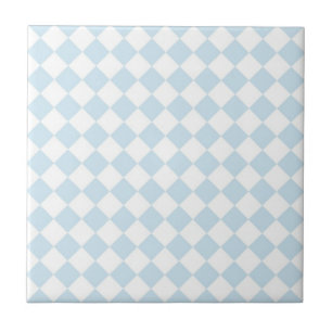 Azulejo De Cerâmica Teste padrão Checkered Pastel do diamante azul e