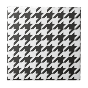Azulejo De Cerâmica Teste padrão cinzento de Houndstooth, preto e