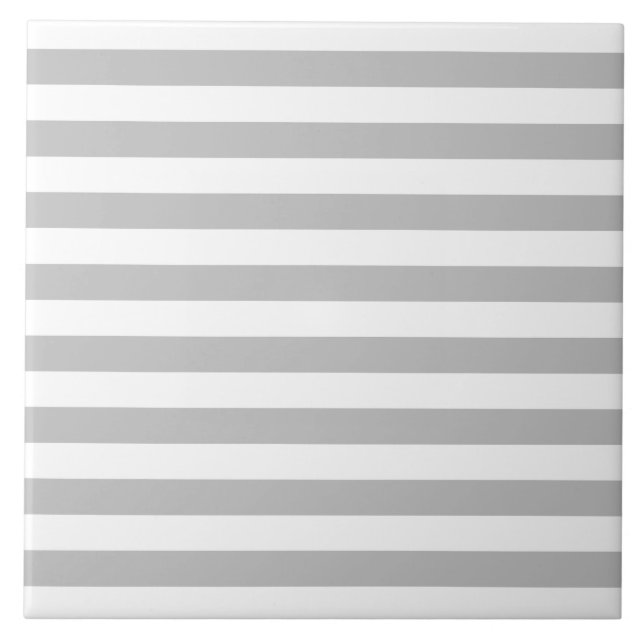 Azulejo De Cerâmica Teste padrão cinzento e branco da listra (Frente)