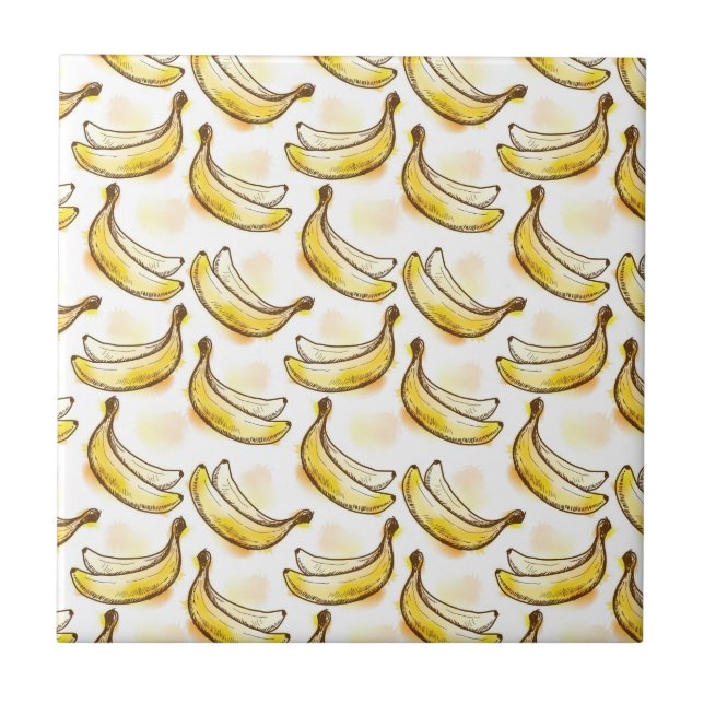 Azulejo De Cerâmica Teste padrão com banana (Frente)