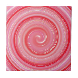 Azulejo De Cerâmica Teste padrão cor-de-rosa do abstrato da espiral