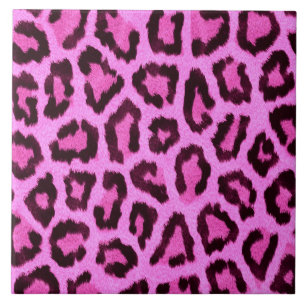 Azulejo De Cerâmica Teste padrão cor-de-rosa do impressão do leopard