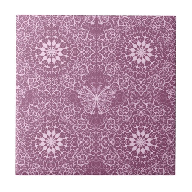Azulejo De Cerâmica Teste padrão cor-de-rosa do vintage (Frente)