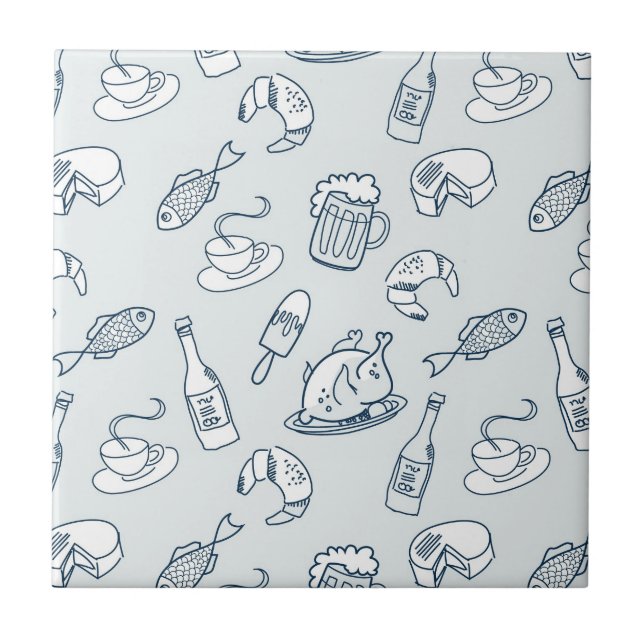 Azulejo De Cerâmica Teste padrão da comida (Frente)