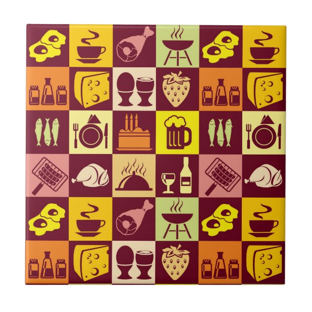 Azulejo De Cerâmica Teste padrão da comida (Frente)
