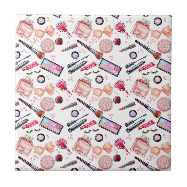 Azulejo De Cerâmica Teste padrão da composição da aguarela (Frente)