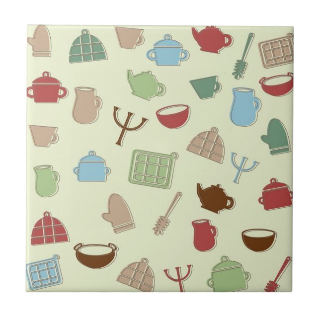 Azulejo De Cerâmica Teste padrão da cozinha (Frente)