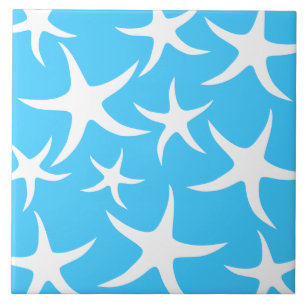 Azulejo De Cerâmica Teste padrão da estrela do mar, azul de turquesa