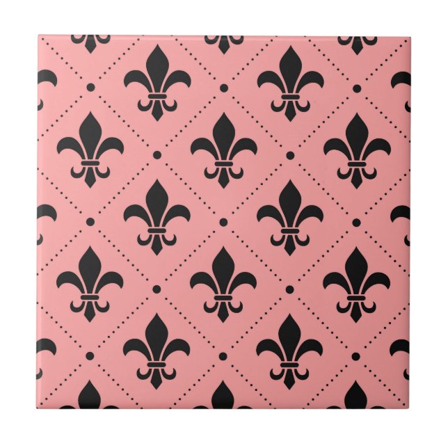 Azulejo De Cerâmica Teste padrão da flor de lis (Frente)