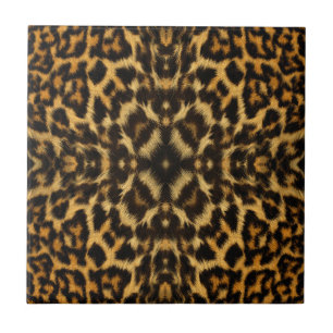 Azulejo De Cerâmica Teste padrão da pele do leopardo do caleidoscópi