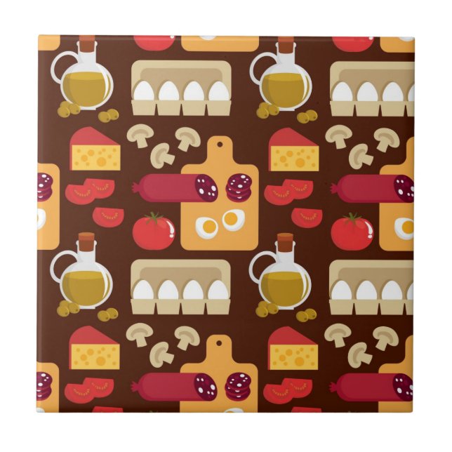 Azulejo De Cerâmica Teste padrão da pizza (Frente)