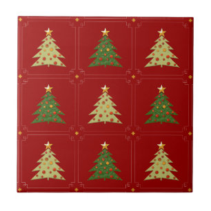 Azulejo De Cerâmica Teste padrão das árvores de Natal