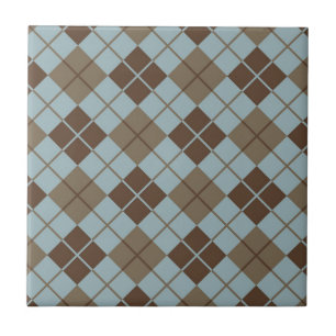 Azulejo De Cerâmica Teste padrão de Argyle no azul e no Taupe