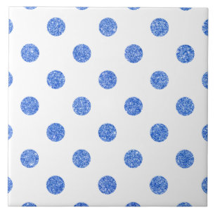 Azulejo De Cerâmica Teste padrão de bolinhas azul elegante do brilho