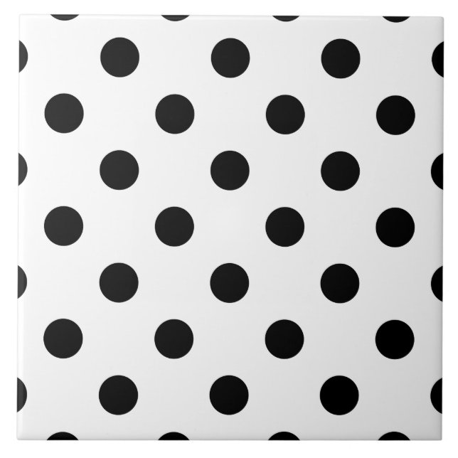 Azulejo De Cerâmica Teste padrão de bolinhas preto e branco (Frente)