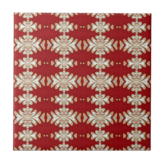 Azulejo De Cerâmica Teste padrão de creme vermelho do estilo do nativo
