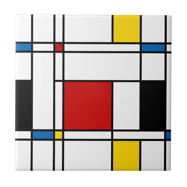 Azulejo De Cerâmica Teste padrão de de Stijl (Frente)