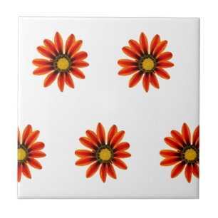 Azulejo De Cerâmica Teste padrão de flor alaranjado